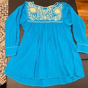 Women’s Handmade Embroidered traditional Mexican linen top